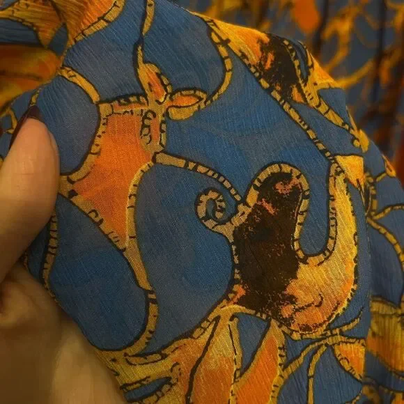 A.L.C. Silk Izzy Mini Blue Orange Dress - Picture 5 of 9